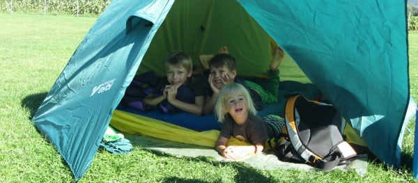 children in tent